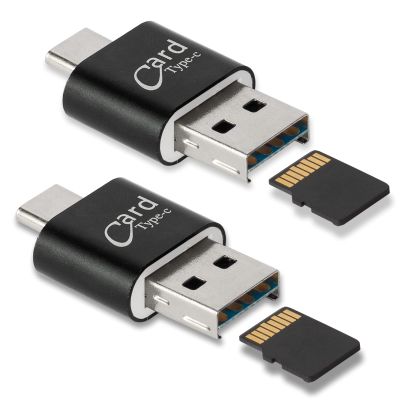 [2 Pack] Micro SD Card Reader for Android Phone,Micro SD Card to USB Adapter, Mini USB C Card Reader for Camera Memory Card Reader, Wansurs Card Reader for PC and Android Phone