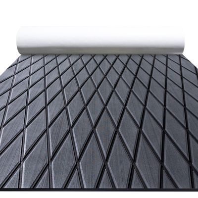 FOCEAN Boat Flooring EVA Foam Boat Decking Marine Mat Non-Slip Self-Adhesive Flooring Sheet for Motorboat Kayak Surfboard Garden Swimming Pools, 94.5''x 15.7'', Dark Grey with Black Lines