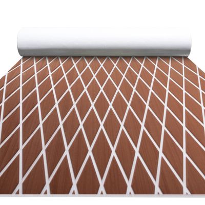FOCEAN Boat Flooring EVA Foam Boat Decking Marine Mat Non-Slip Self-Adhesive Flooring Sheet for Motorboat Kayak Surfboard Garden Swimming Pools, 75''x 28'', Brown with White Lines