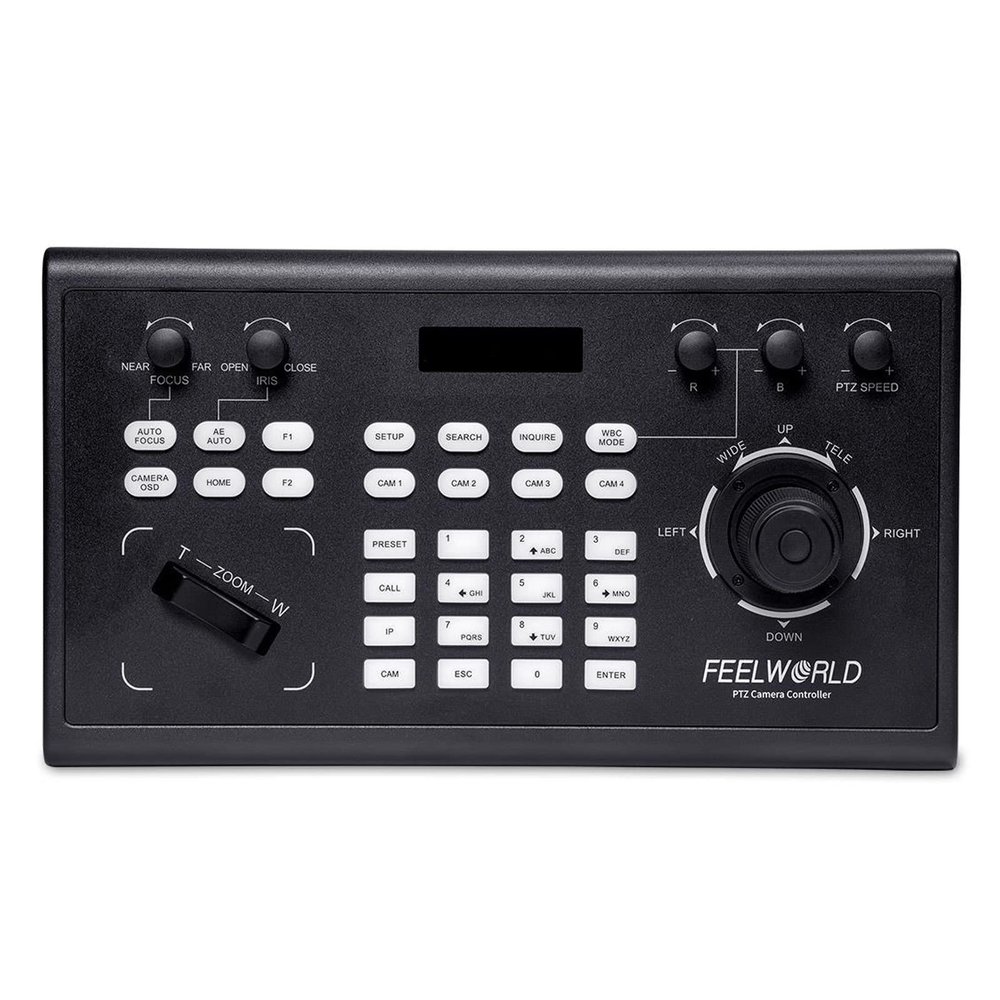 FEELWORLD KBC10 PTZ Camera Controller with Joystick and Keyboard Control PoE Supported.1200M Remotely Control and Up to Connect 255 PTZ Cameras