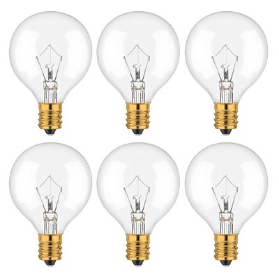 WokHok 25 Watt Wax Warmer Bulbs, Light Bulbs for Full Size Scentsy Warmers,G50/G16.5 Globe E12 Clear Bulbs for Candle Wax Warmer, Long Lifespan, 120 Volt (6 Pack)