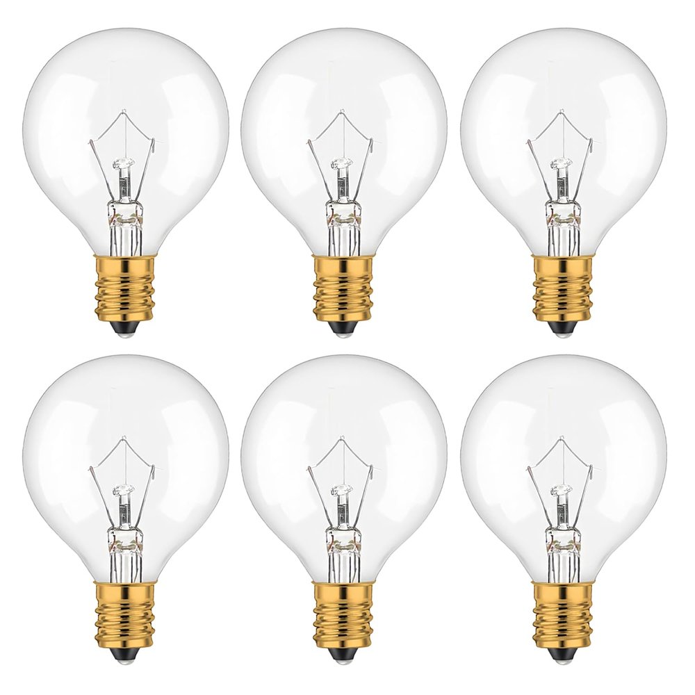 WokHok 25 Watt Wax Warmer Bulbs, Light Bulbs for Full Size Scentsy Warmers,G50/G16.5 Globe E12 Clear Bulbs for Candle Wax Warmer, Long Lifespan, 120 Volt (6 Pack)