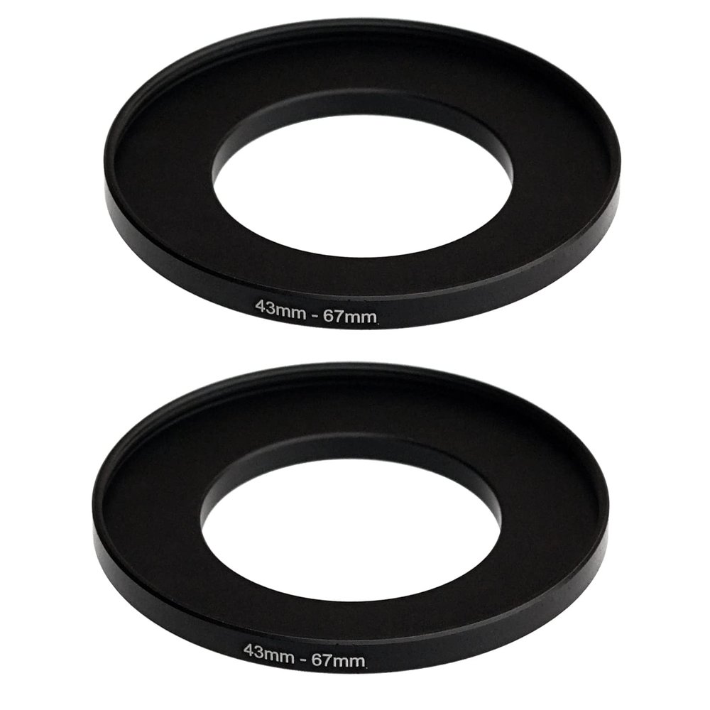(2 Pcs) 43-67MM Step Up Ring Adapter, 43mm to 67mm Filter Ring, 43 mm Male 67 mm Female Stepping Up Ring for DSLR Camera Lens and ND UV CPL Infrared Filters
