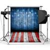 10x10ft Dark Blue Wood Board Star Wall Red and White Wood Floor Photographic Background National Flag Day Background view 1