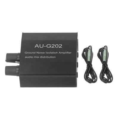 Audio Preamplifier,Stereo Music Signal Preamplifier 2 In 2 Out Audio Mix Distribution Splitter with Cables DC 12V
