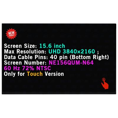 BTSELSS LCD Replacement for BOE07D9 NE156QUM-N64 NE156QUM N64 Touch Screen 15.6" 60 Hz 40 Pins 72% NTSC UHD 38402160 IPS Display Panel (Without Bracket)