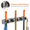 Lifewit Mop and Broom Holder Wall Mount, Anti-Slip Broom Hanger for Cleaning Supplies Organizer, Easy Install Tool Hanging Rack for Closet, Kitchen, Garage, 5 Slot 6 Hooks, Hold 30lbs, Gray, 1 Pack view 4