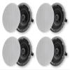 Micca 6.5" 2-Way in Ceiling or Wall Round Speakers, 4 Pack, 6.5 Inch Woofer, 8" Cutout Diameter, Low Profile Rimless Design, for Indoor Rooms or Covered Outdoor Porches, White, Paintable (Renewed) view 1