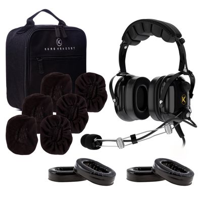 P1 General Aviation Headset with Pilot Headset Bag, 2-Pack Silicone Gel Ear Seal Replacement for Aviation, and 100% Cotton Ear Cloth Cover Pack of 3 Pairs