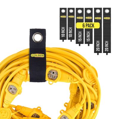 COLSEN Storage Strap Assorted large Heavy Duty Garage Organization Cable Keeper Wire Holder Outdoor rope strap Hose Hanger for extension cords RV Organizers Garden Anchor Marine Workshop (6Pack)