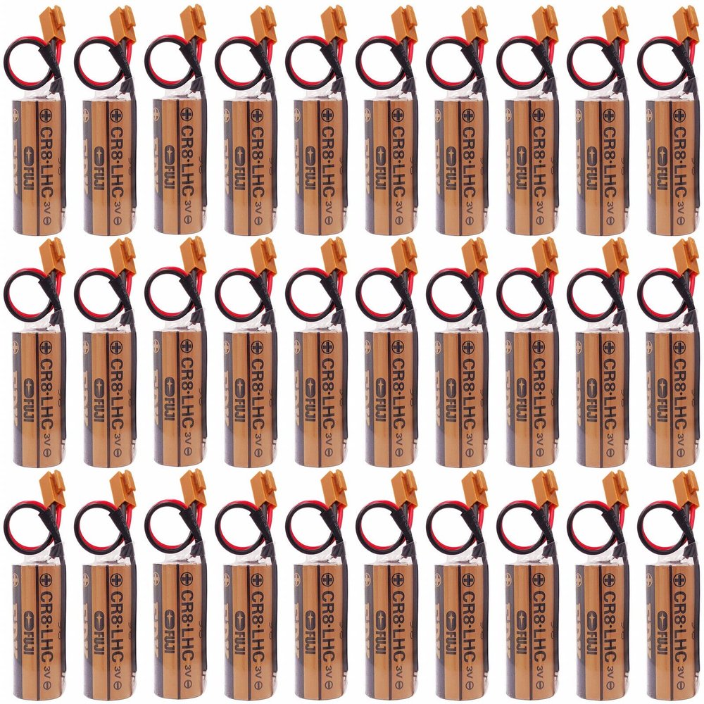 KUANMAI 30Pcs CR8.LHC 17450 Battery with Brown Plug for Fuji Battery Memory Backup Power Source Water Meters CR8.LHC Battery