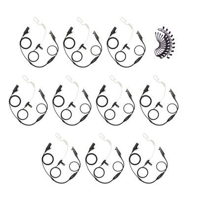 Bommeow 10 Pack BCT22-M5 2-Wire Clear Coil Surveillance Kit w/Extra Replacement Black Tube for Motorola HT-750 HT-1250 GP328 MTX8250 RCA BR950 (10PS-BCT22RBT-M5)