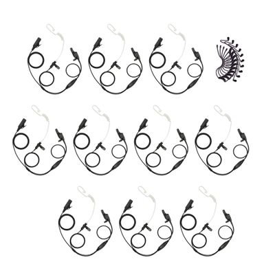 Bommeow 10 Pack BCT22-M7 2-Wire Clear Coil Surveillance Kit w/Extra Replacement Black Tube for Motorola MTS2000 XTS-3500 XTS-5000 (10PS-BCT22RBT-M7)