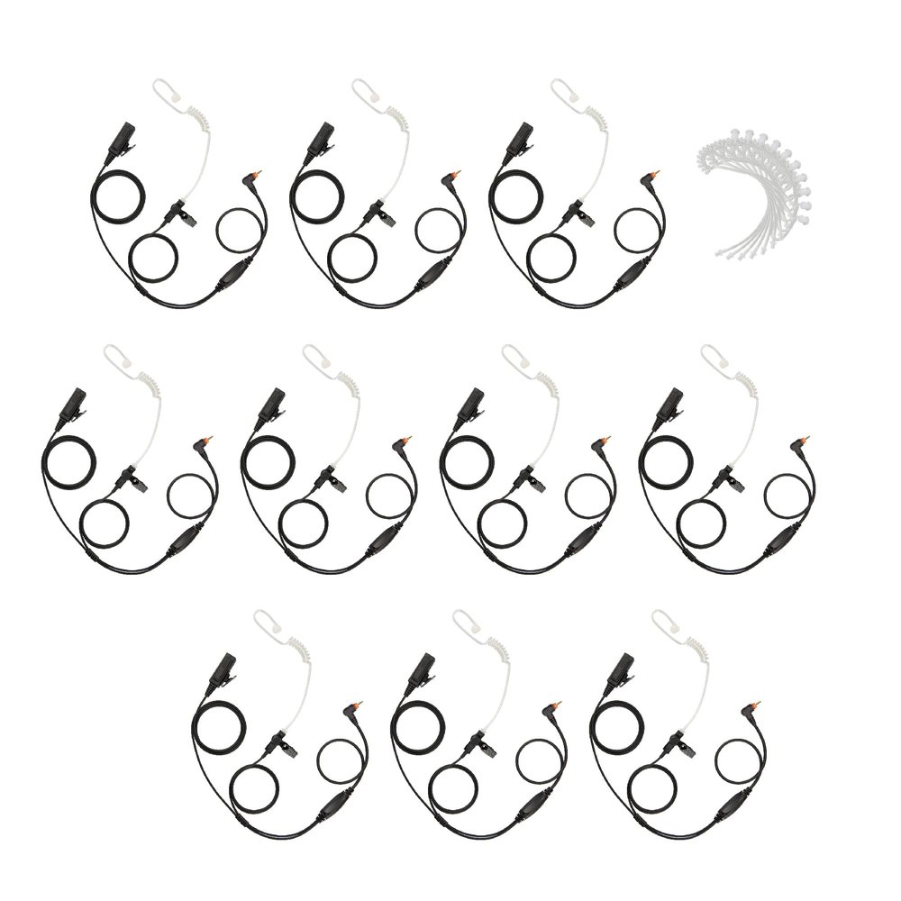 10 Pack BOMMEOW BCT22-M12 2-Wire Clear Coil Surveillance Kit w/Extra Replacement Clear Tube Compatible with Motorola Two-Way Radios SL7550e SL7580 SL300 SL3500e SL4000 SL8550e SL1K TLK100 DLR110 Curve