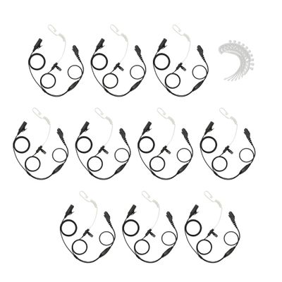 Bommeow 10 Pack BCT22-H5 2-Wire Clear Coil Surveillance Kit w/Extra Replacement Clear Tube for Hytera HYT PD700 PD790Ex PT580 PT580H (10PS-BCT22RCT-H5)