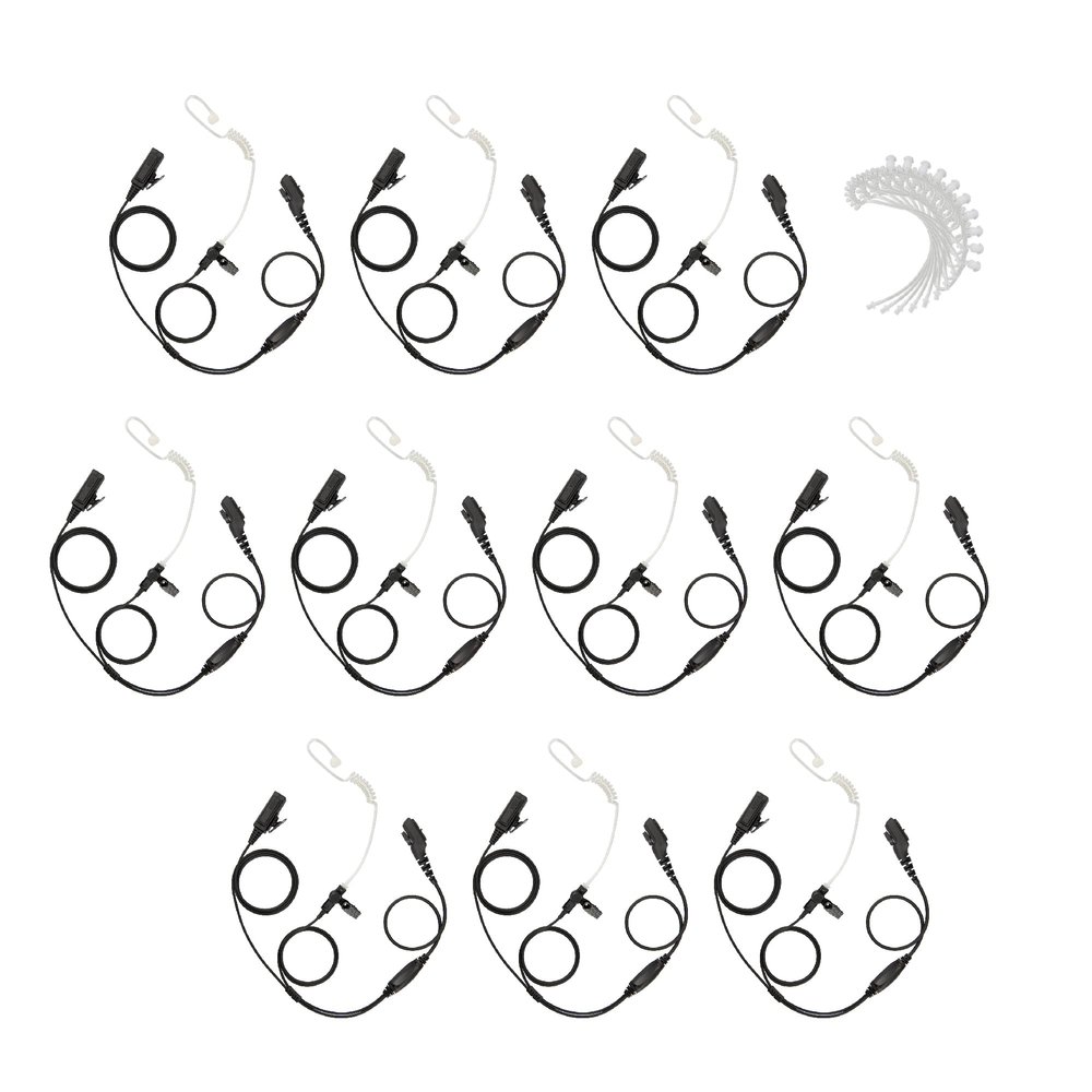 Bommeow 10 Pack BCT22-H5 2-Wire Clear Coil Surveillance Kit w/Extra Replacement Clear Tube for Hytera HYT PD700 PD790Ex PT580 PT580H (10PS-BCT22RCT-H5)