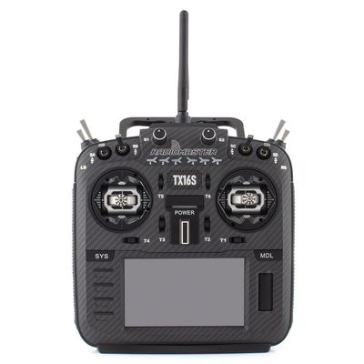 RotorLogic RadioMaster TX16S Mark II MAX Edition 2.4GHz 16 Channel EdgeTX OpenTX Radio Transmitter Leather Grips CNC Finished Components Mode 2 (Carbon Black, ELRS w/ AG01)