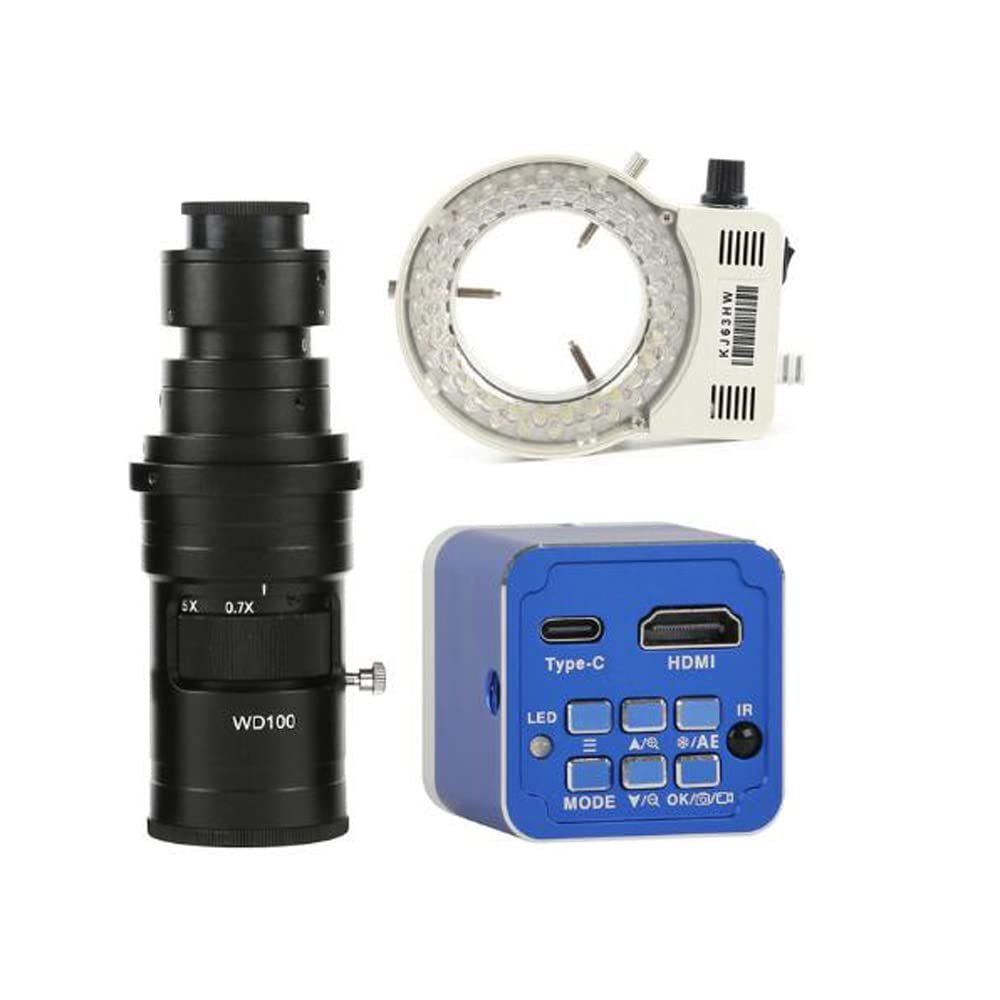 12MP 4K 1080P HDMI PC Industrial Electronic Digital MINI Video Microscope Camera & 200X C-Mount Lens Whit 56-LED Adjustable Ring Light