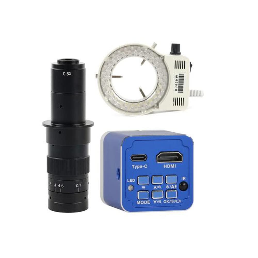 12MP 4K 1080P HDMI PC Industrial Electronic Digital MINI Video Microscope Camera & 180X C-Mount Lens Whit 56-LED Adjustable Ring Light