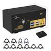CKLau 2 Port USB 3.0 Triple Monitor KVM Switch HDMI 2.1 8K@60Hz 4K@144Hz with Audio and All Input Cable for 2 Computers 3 Monitors Supports Hotkey Switching view 1