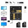 CKLau 2 Port USB 3.0 Quad Monitor KVM Switch HDMI 2.1 8K@60Hz 4K@144Hz with Audio Output and All Input Cable, 2 PCs 4 Monitors Video Keyboard Mouse Peripheral Sharing Switcher view 2