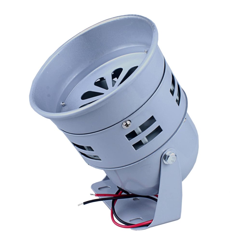 DIANQI DC12V Loud Electric Motor Metal Alarm Siren, 120dB Air Screw Alarm Horn for Home, Residential Areas, Industries, Stores and Control Systems (Gray)