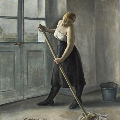 Franois Barraud : Girl Cleaning : Archival Quality Art Print