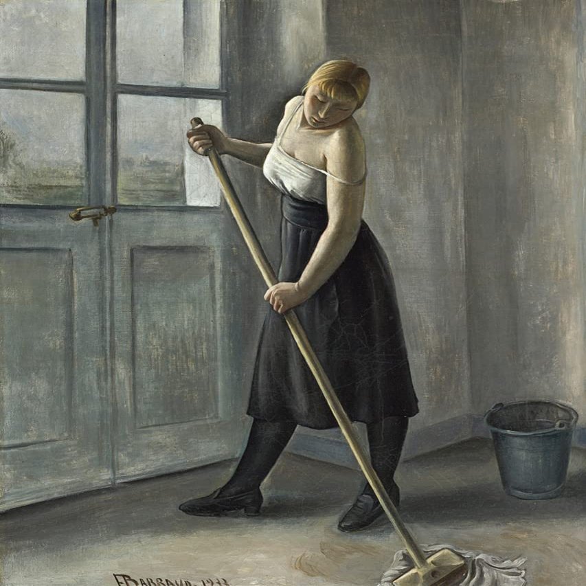 Franois Barraud : Girl Cleaning : Archival Quality Art Print