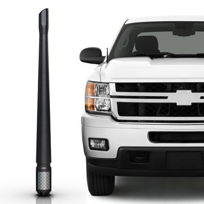 TEKK Carbon Fiber Short Antenna Compatible with 2008-2025 Chevy Silverado 1500/7.9 Inches Premium Flexible Rubber/Designed for Enhance FM/AM Radio Signal Reception