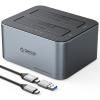 ORICO Hard Drive Docking Station with Offline Clone, Aluminum Alloy Dual Bay USB C to SATA Hard Drive Dock Holder for 2.5 or 3.5 Inch HDD 36TB UASP Support,Gray (6626C3-C) view 1