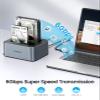 ORICO Hard Drive Docking Station with Offline Clone, Aluminum Alloy Dual Bay USB C to SATA Hard Drive Dock Holder for 2.5 or 3.5 Inch HDD 36TB UASP Support,Gray (6626C3-C) view 2