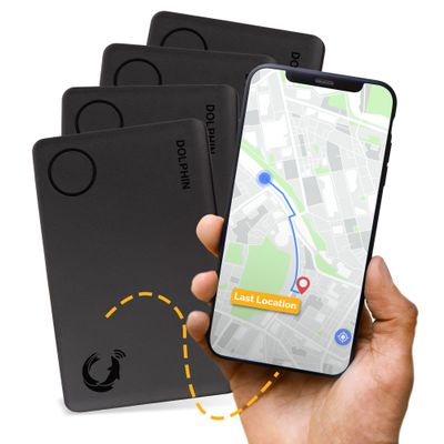 tag8 Dolphin Smart Sleek Wallet Tracker Card, Wallet Finder, Item Locator, Bluetooth Locator for Phone, Luggage, Passport, Works with Android & Apple Devices, Comes with 36-Month Battery Life, Pack 4