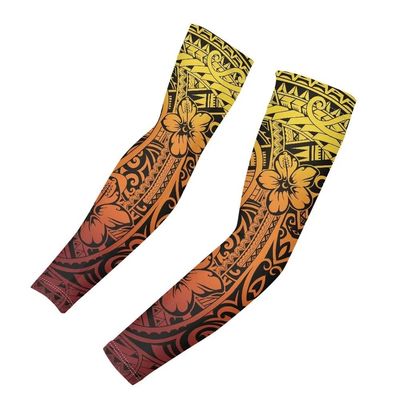 JOAIFO 1 Pair Sun Protection Arm Sleeves Tribal Tattoo and Hibiscus Print Sun Sleeves for Men Women Youth for Football,Golf,Volleyball