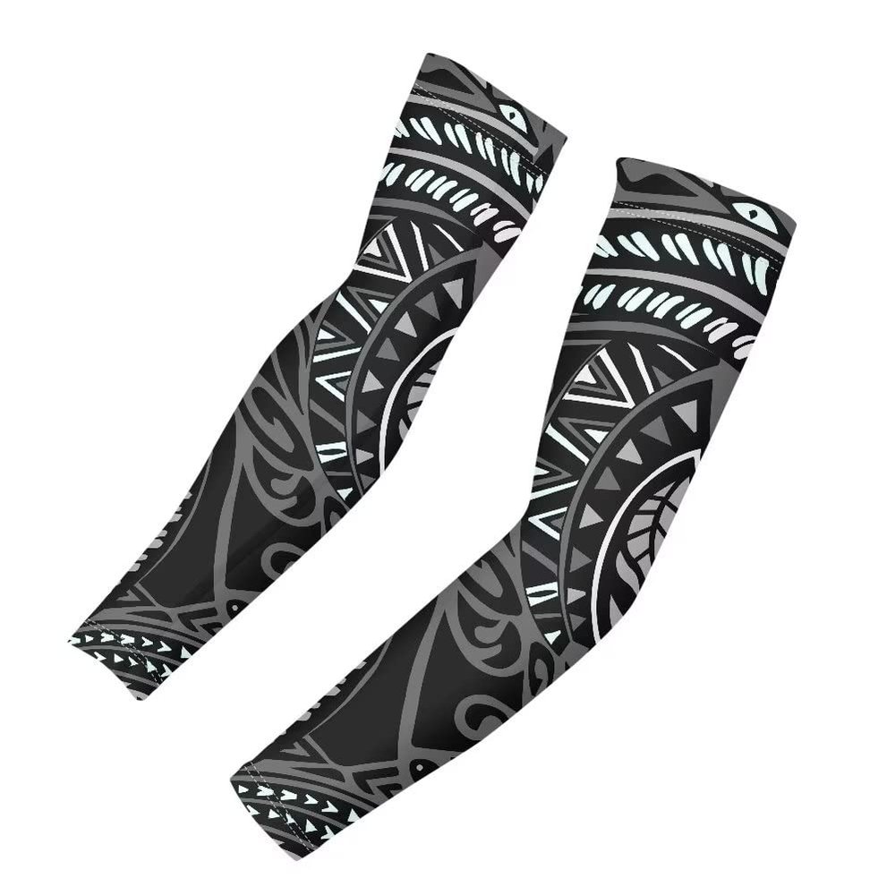 JOAIFO Black Tribal Tattoo Arm Sleeves for Men Boys Sun Protection Outdoor Arm Sleeve Compression Novelty Summer Sport Arm Cover