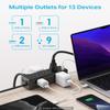 CCCEI Desk Clamp Power Strip with 9 Outlets, Desktop Edge Mount Surge Protector with USB-A and USB-C Ports, Widely Spaced Desk Outlet Fast Charging Station, 6 FT Flat Plug, Fit 1.6 inch Table. view 2