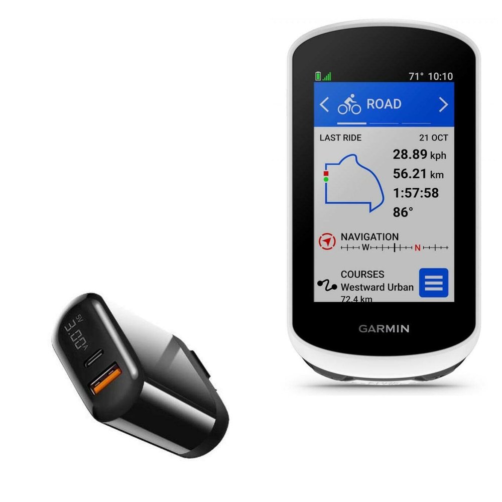 BoxWave Charger Compatible with Garmin Edge Explore 2 - PowerDisplay PD Wall Charger (18W) - Jet Black