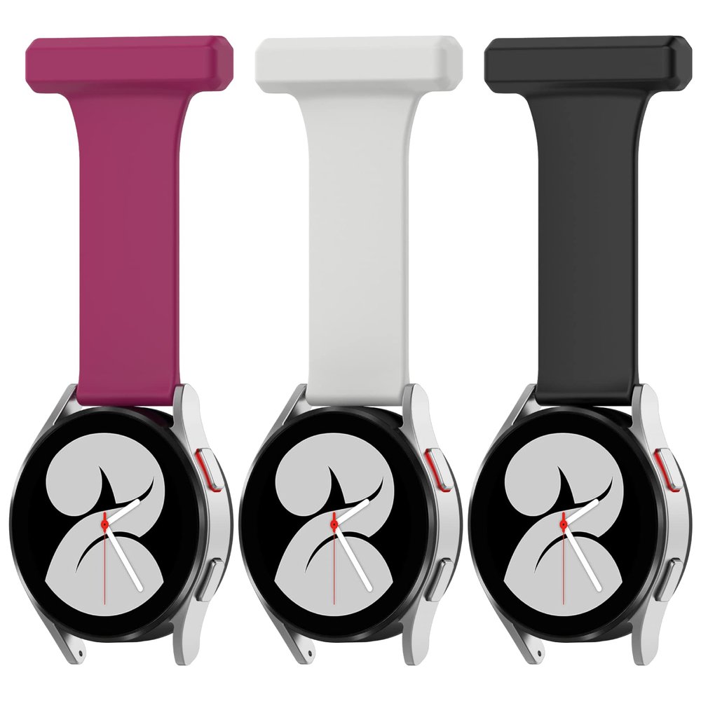 20MM Silicone Nurse Watch Fob Compatible with Garmin Venu/Venu 2 Plus/Vivoactive 3/Venu Sq/Venu Sq Music Watch Band with Pin-On Brooch Bands for Garmin Venu Band for Nurse Doctors (Black/Gray/WineRed)