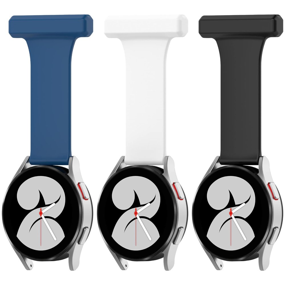 20MM Silicone Nurse Watch Fob Compatible with Garmin Venu/Venu 2 Plus/Vivoactive 3/Venu Sq/Venu Sq Music Watch Band with Pin-On Brooch Bands for Garmin Venu Band for Nurse Doctors (Black/White/NavyBlue)
