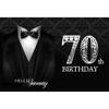 DORCEV 12x8ft Men 70th Birthday Tuxedo Backdrop for Party Diamonds Black Necktie Suit Tuxedo Photography Background Hello Seventy Father Grandpa Luxury Birthday Party Supplies Adults Portrait Props view 3