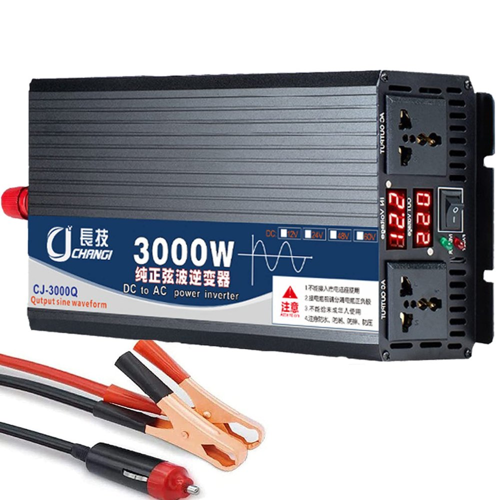3000W 4000W 5000W Power Inverter 12V 24V 48V 60V to 110V 220V DC to AC Voltage Converters Solar Transformer with LCD Display and Dual AC Outlets,for Car Truck Boat RV Solar System,3000W-12Vto220V