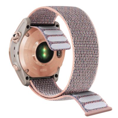 Abanen Hook and Loop Quick Dry 20mm Watch Band for Garmin Fenix 8 43mm / epix Pro 42mm / Fenix 7S/6S/5S, Woven Nylon Ultralight Sport Wristband Strap for Instinct 2S / Instinct E 40mm (Pink)