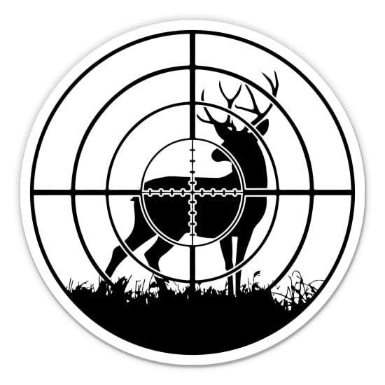 Hunting Target Deer Buck Sticker - 5" Laptop Sticker - Waterproof Vinyl for Car, Phone, Water Bottle - Hunter Decal