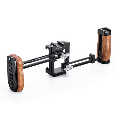 LEOFOTO PH-01 Smartphone Cage Kit Arca/RRS Compatible Inc Cold Shoe & Wooden Hand Grips Ideal for Video