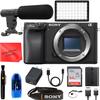 Sony Alpha a6400 Mirrorless Digital Camera Black (Body Only) Bundle, Starter Kit + Accessories (64Gb Memory Card, LED Light, Shotgun Mic, Cleaning Kit and More) (Renewed)