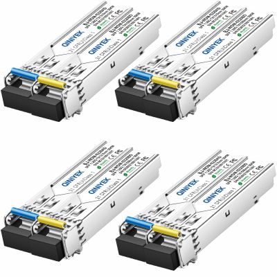 QINIYEK 4 Pairs of 1.25G SFP BIDI Module, 1000Base-BIDI WDM Transceiver, Tx1310/Rx1550nm for Cisco GLC-BX-20U, Cisco GLC-BX-20D, Ubiquiti, Mikrotik, D-Link, Supermicro, Netgear .(SMF,20km,DDM)