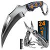 Tactical Knife with Sheath & Micarta Handle  Small Fixed Blade Knife  Multitool 24-in-1 with Mini Tools Knife Pliers and 11 Bits view 1