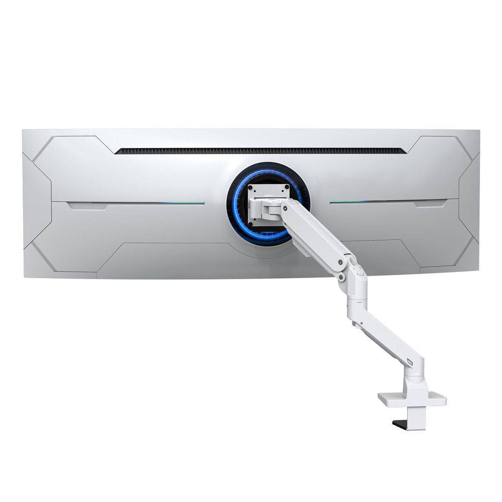 BEWISER Heavy Duty Monitor Arm Mount for 34-49 inches and Ultra 57 inches Screens,Weight Capacity Up to 44 lbs,Full Motion Height Swivel Adjustable Monitor Arm(White)