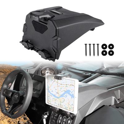 CUSAUTV X3 Electronic Device Tablet Phone Holder GPS Mount Compatible with 2017-2024 Can Am Maverick X3 / X3 Max DS MR RC Turbo R Accessories with Storage Box Organizer Tray,Replace for #715002874