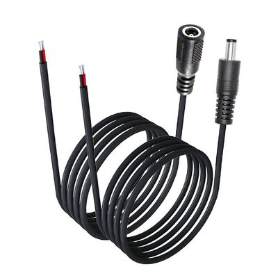 2 Pcs DC Power Pigtail Barrel Plug Connector Cable18AWG,Adapter 6FT 5.5MM x 2.5MM Male & Female Plug to Bare Wire Open End Power Wire Supply Repair Cable for DIY Extension Cord,Router,CCTV,IP Camera