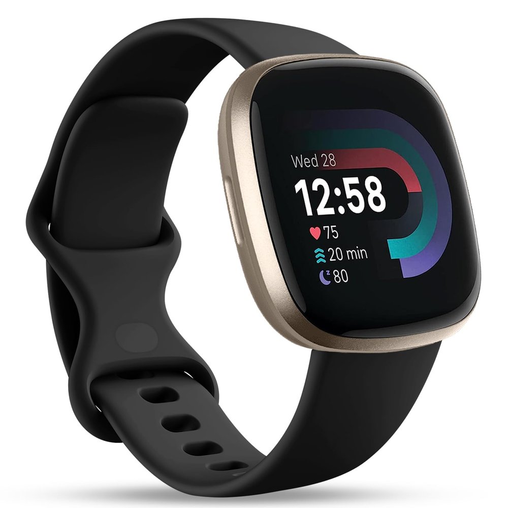 Odbeai Compatible with Fitbit Versa 4 Bands/Versa 3 Band & Fit bit Sense 2 Bands/Sense Band for Women Men,Soft Replacement Wristbands Sport Strap Accessories for Fit bit Smart Watch (Large, Black)